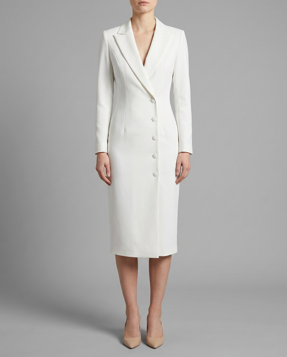 Ivory Blazer Midi Tuxedo Dress