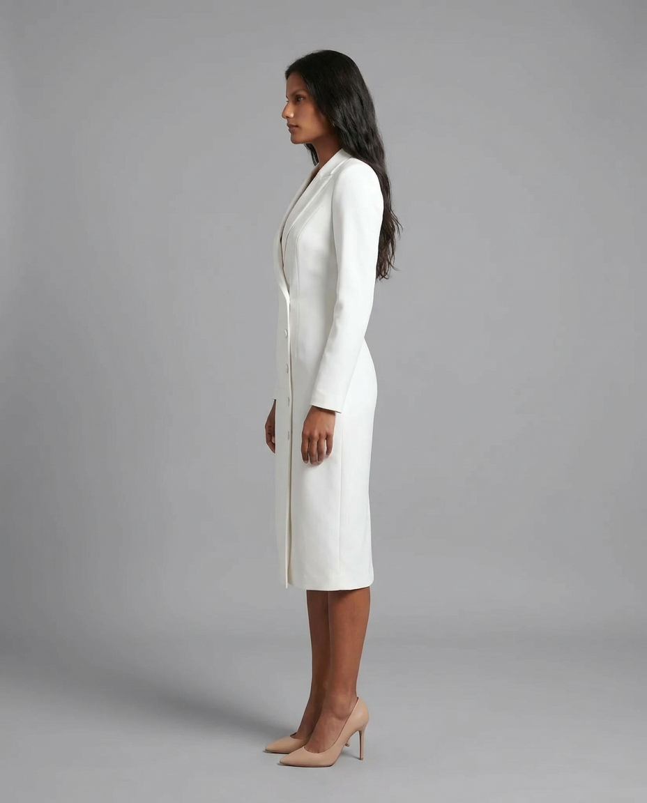 Ivory Blazer Midi Tuxedo Dress