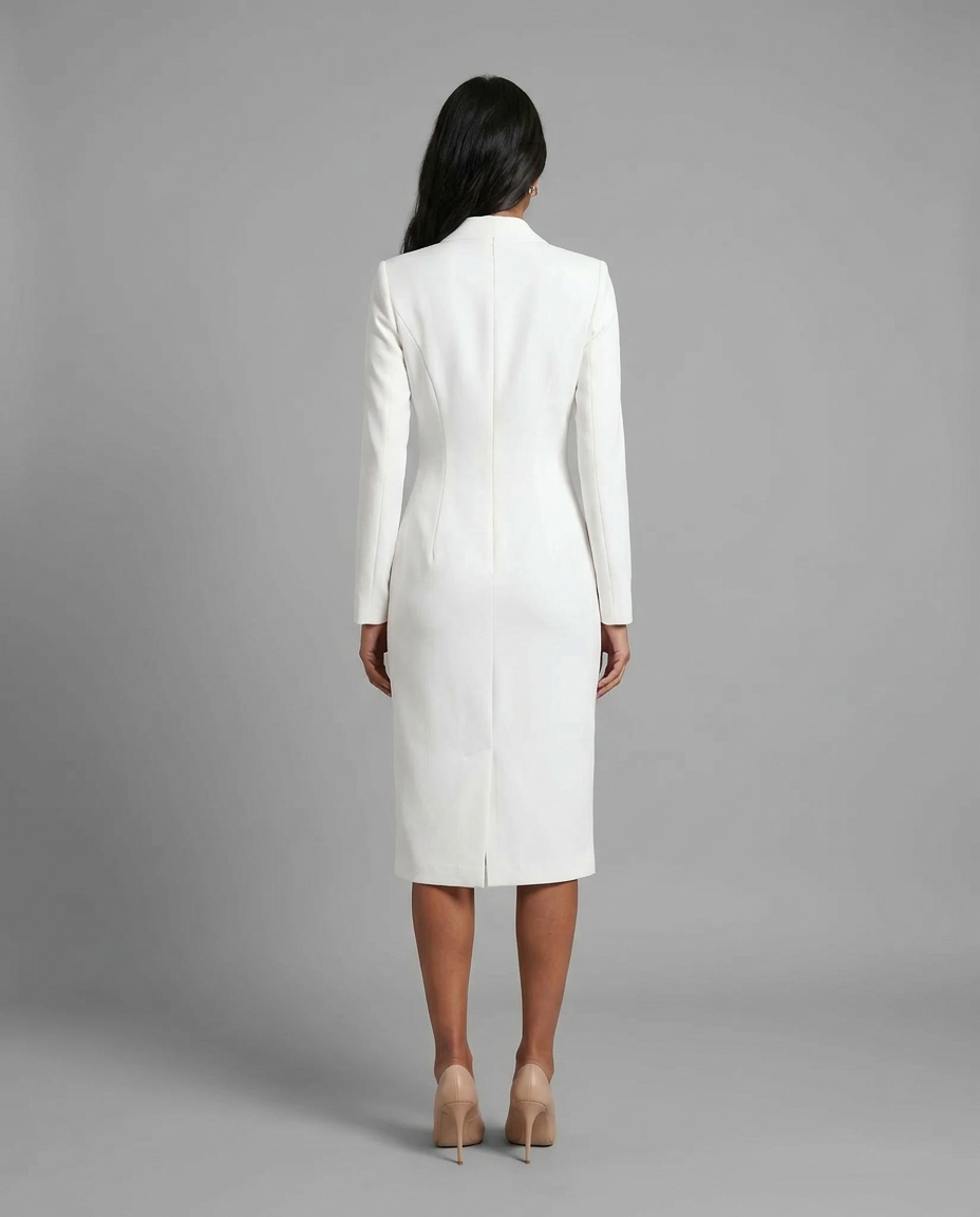 Ivory Blazer Midi Tuxedo Dress