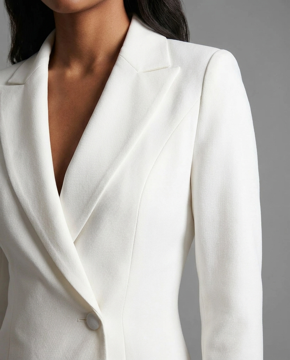 Ivory Blazer Midi Tuxedo Dress