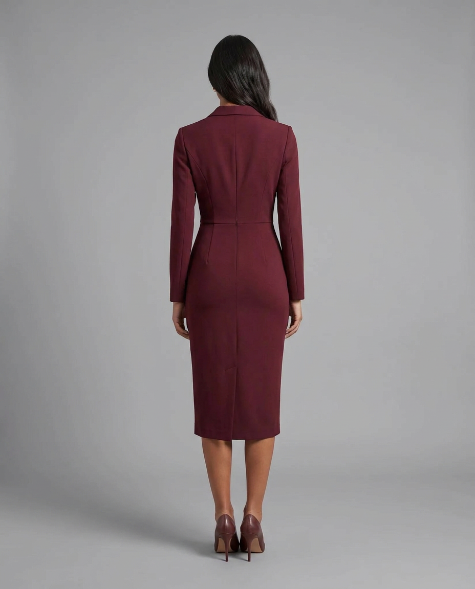 Ivory Blazer Midi Tuxedo Dress