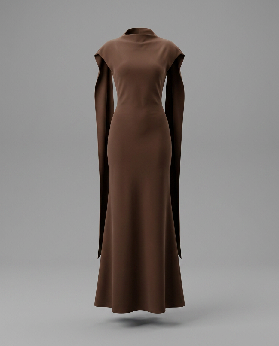 Chocolate Cape Back Maxi Dress