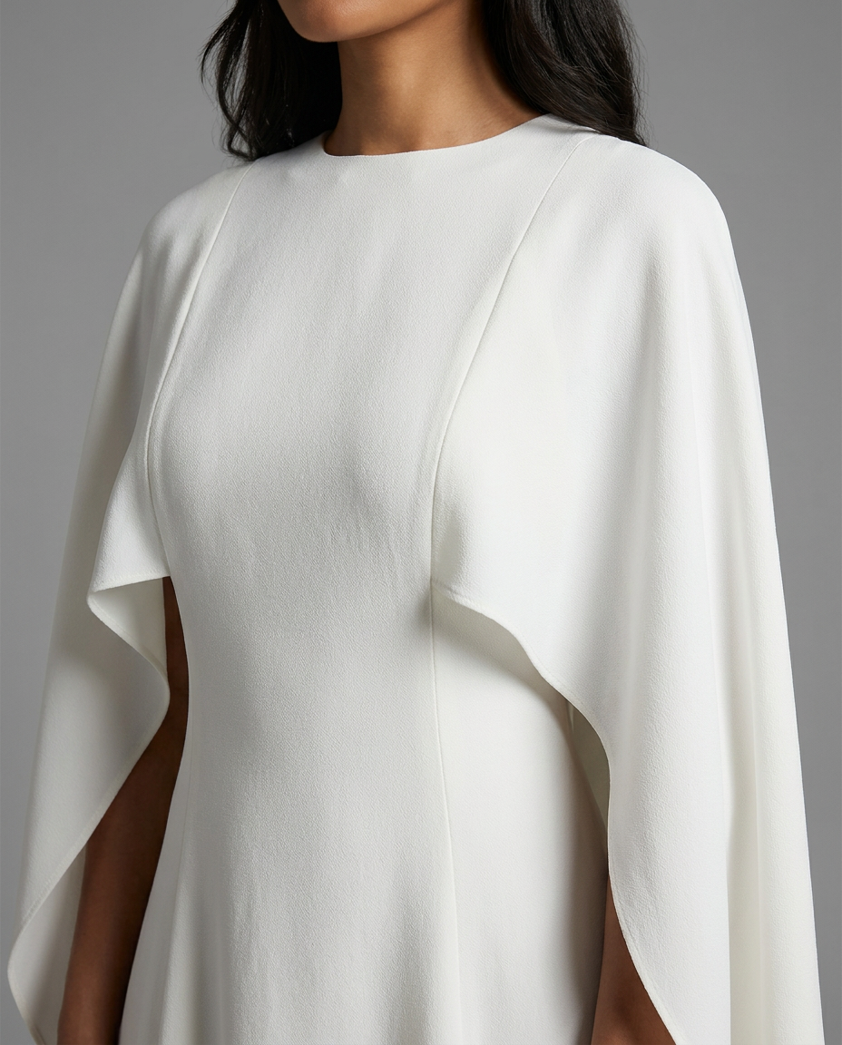 Ivory Cape Bridal Maxi Dress