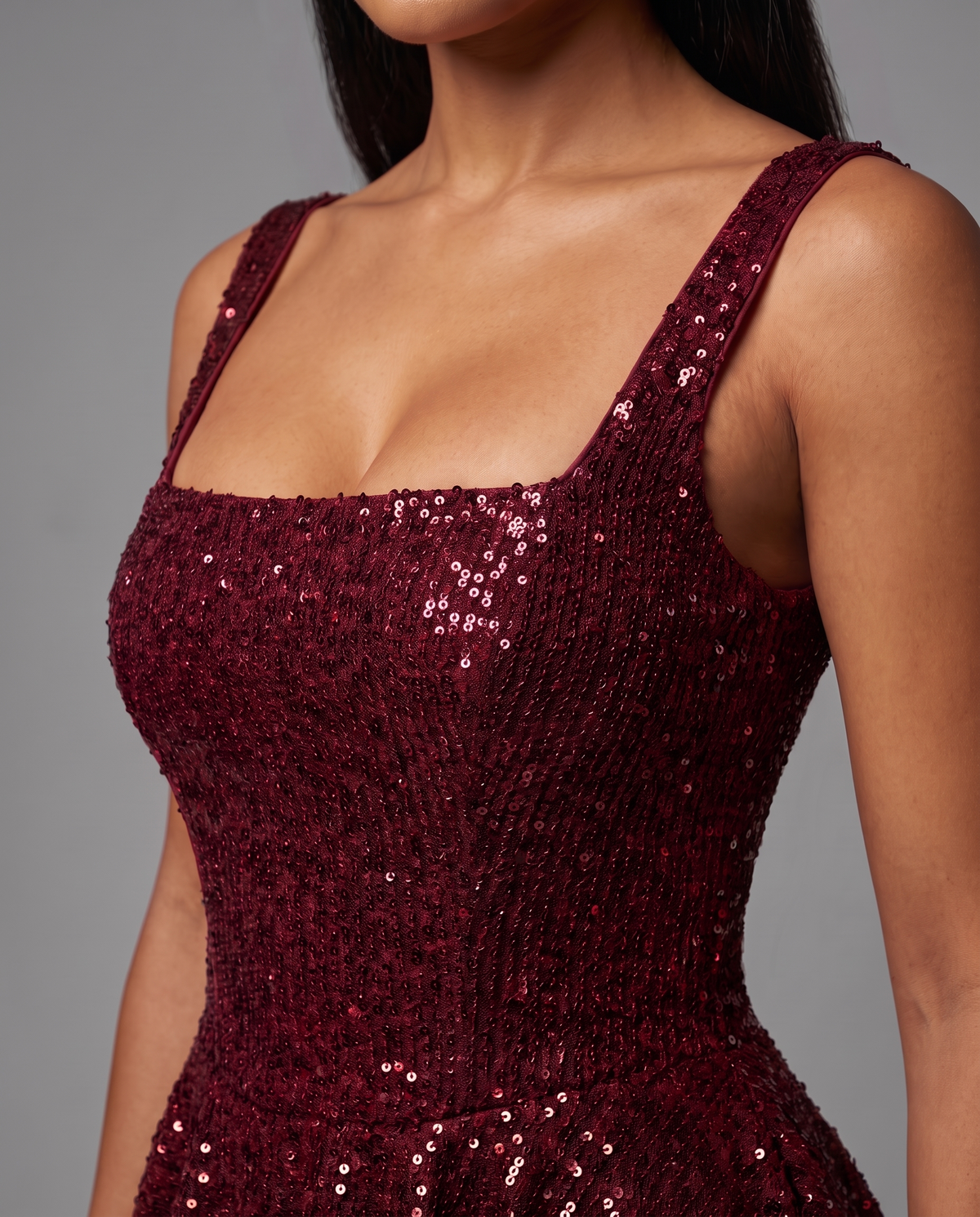 Burgundy Sequin Mini Dress With Oversized Back Bow, image 4
