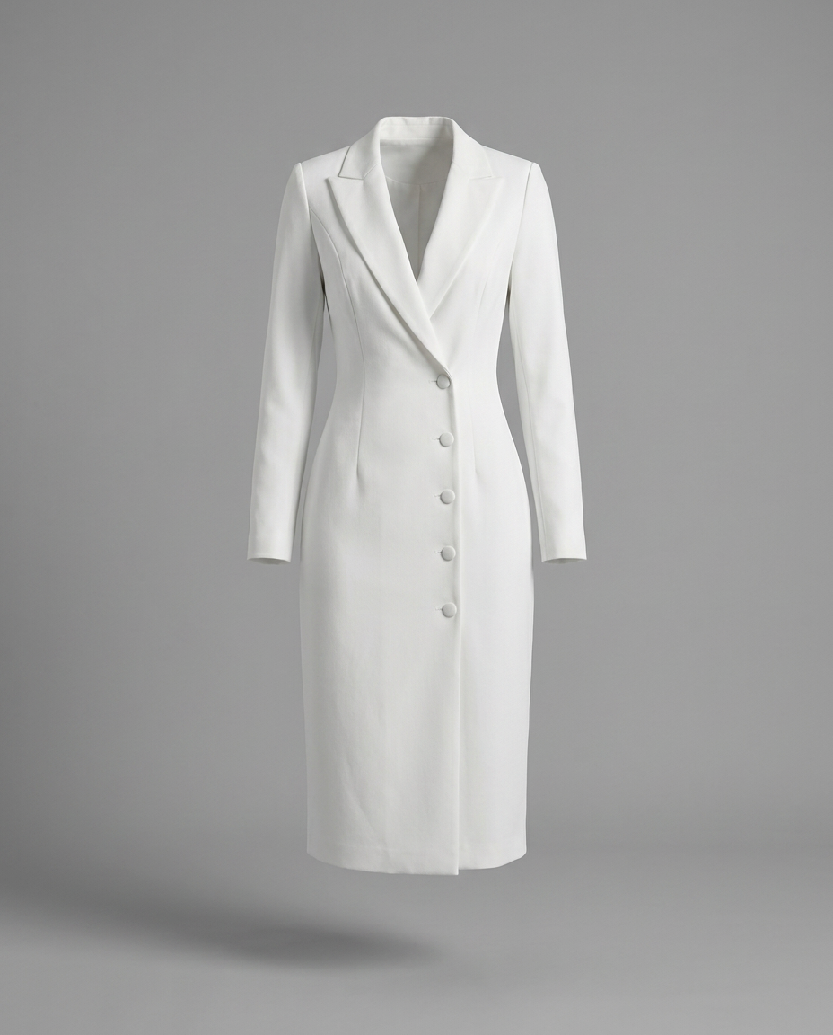 Ivory Blazer Midi Tuxedo Dress