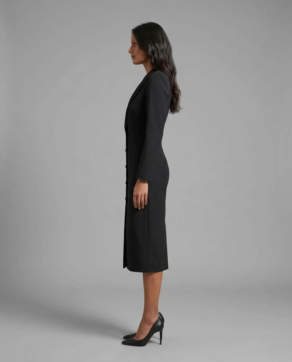 Ivory Blazer Midi Tuxedo Dress