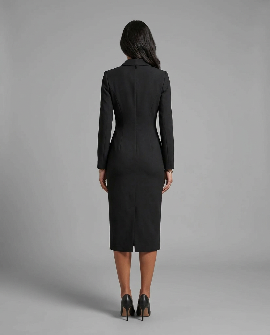 Ivory Blazer Midi Tuxedo Dress