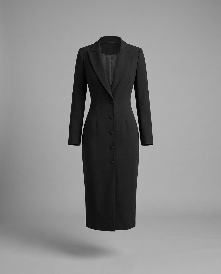 Ivory Blazer Midi Tuxedo Dress