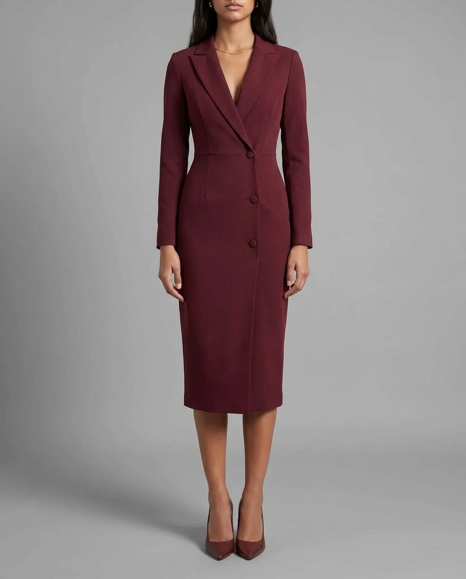 Ivory Blazer Midi Tuxedo Dress