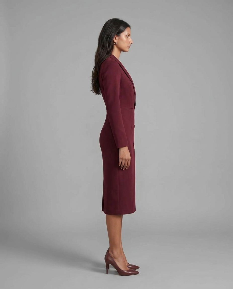 Ivory Blazer Midi Tuxedo Dress