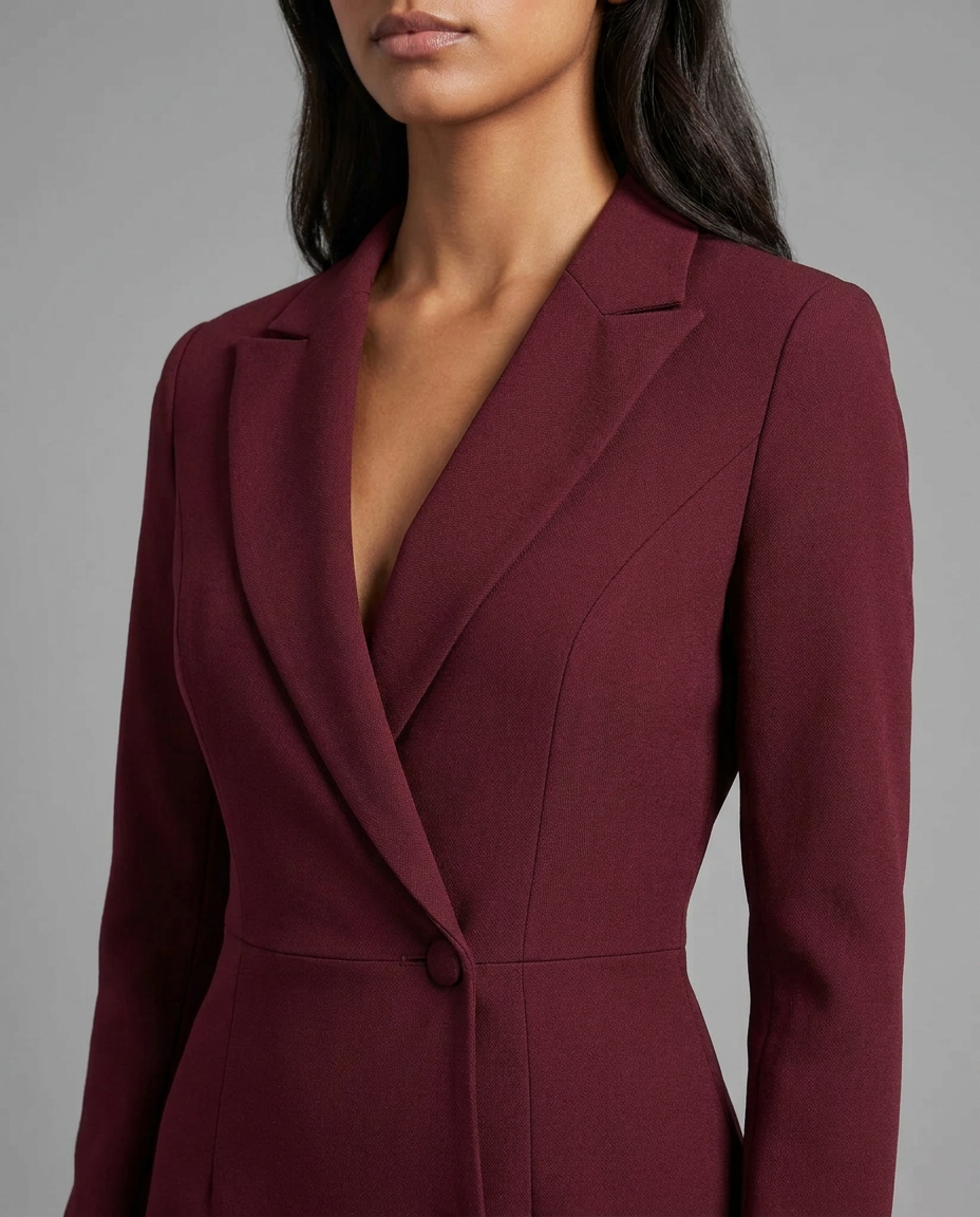 Ivory Blazer Midi Tuxedo Dress