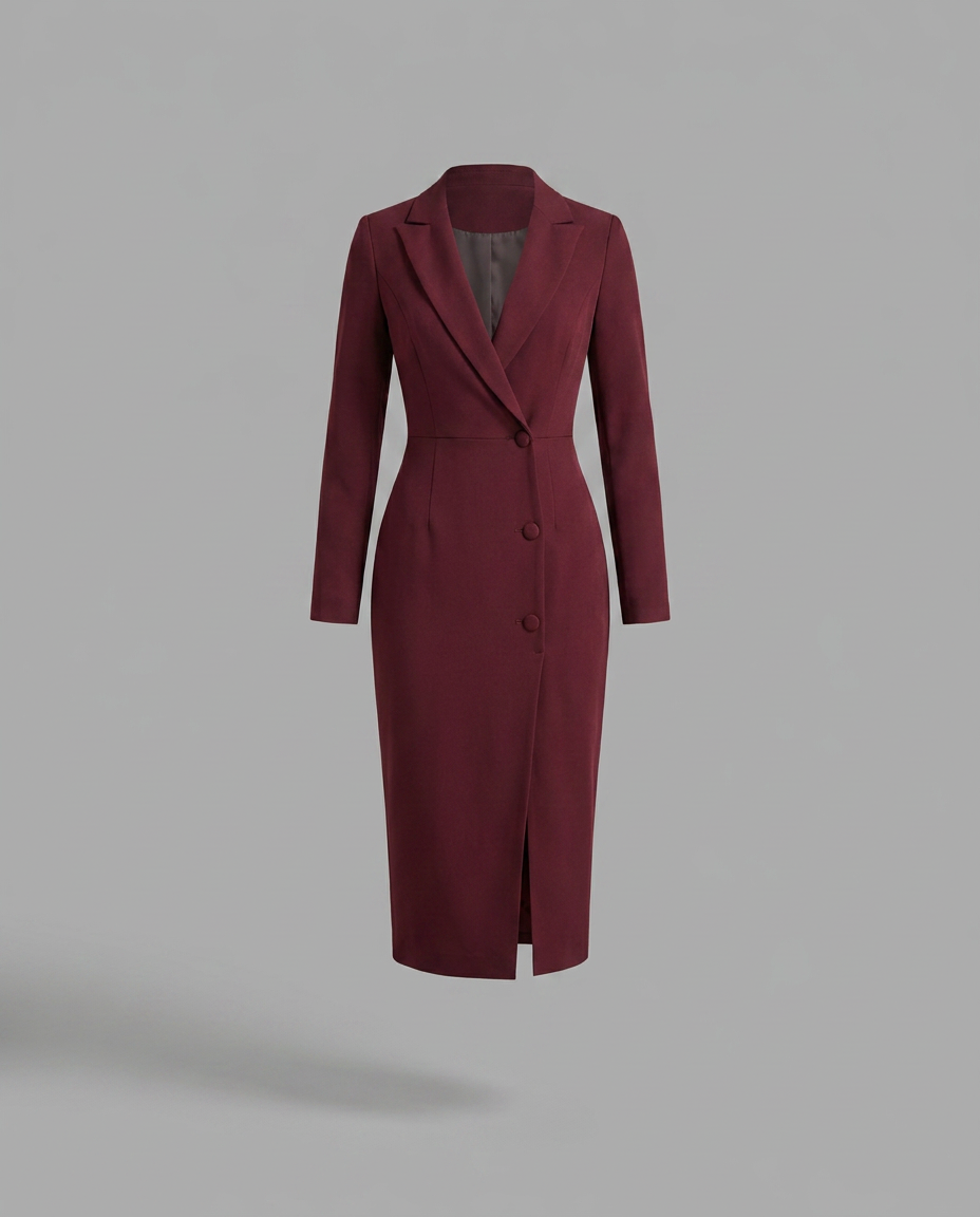 Ivory Blazer Midi Tuxedo Dress