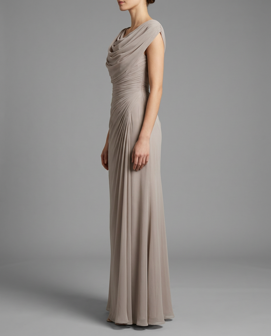 Cowl Neck Chiffon Maxi Dress