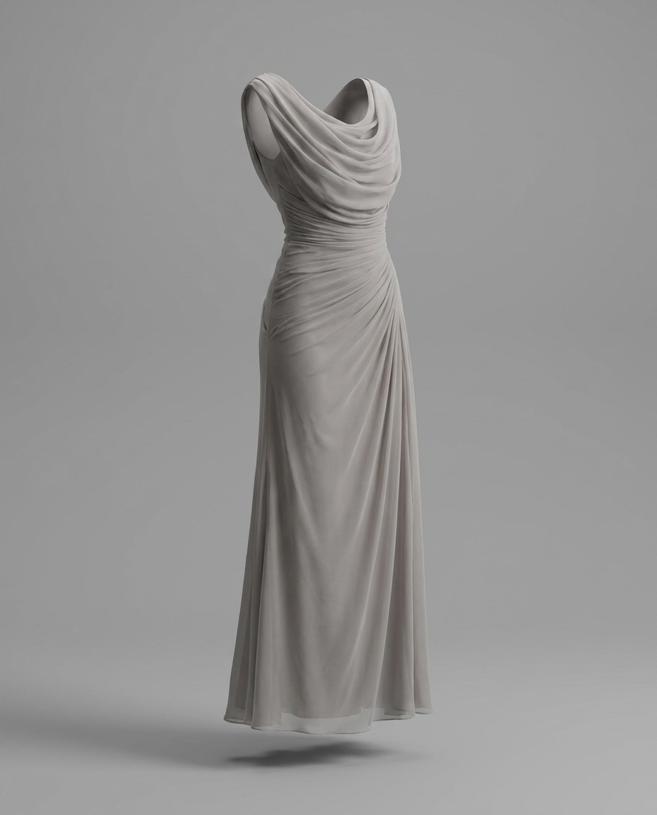 Cowl Neck Chiffon Maxi Dress