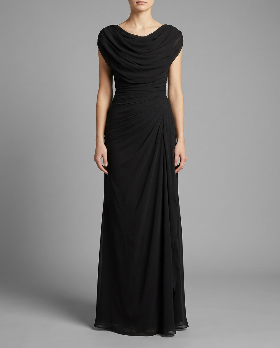 Cowl Neck Chiffon Maxi Dress