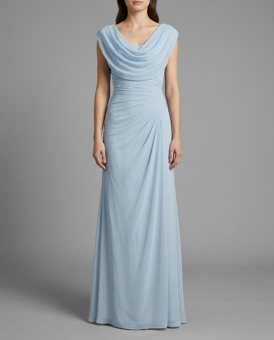 Cowl Neck Chiffon Maxi Dress