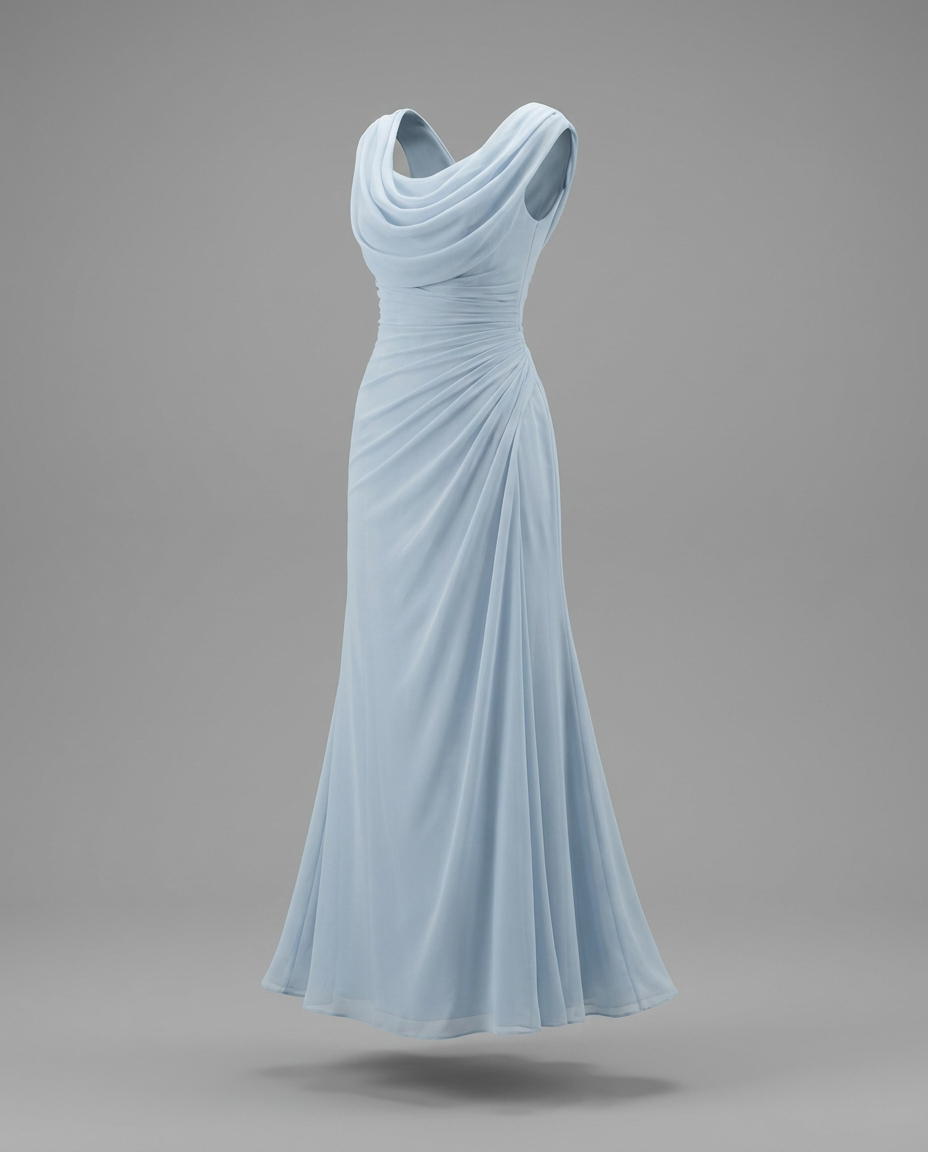 Cowl Neck Chiffon Maxi Dress