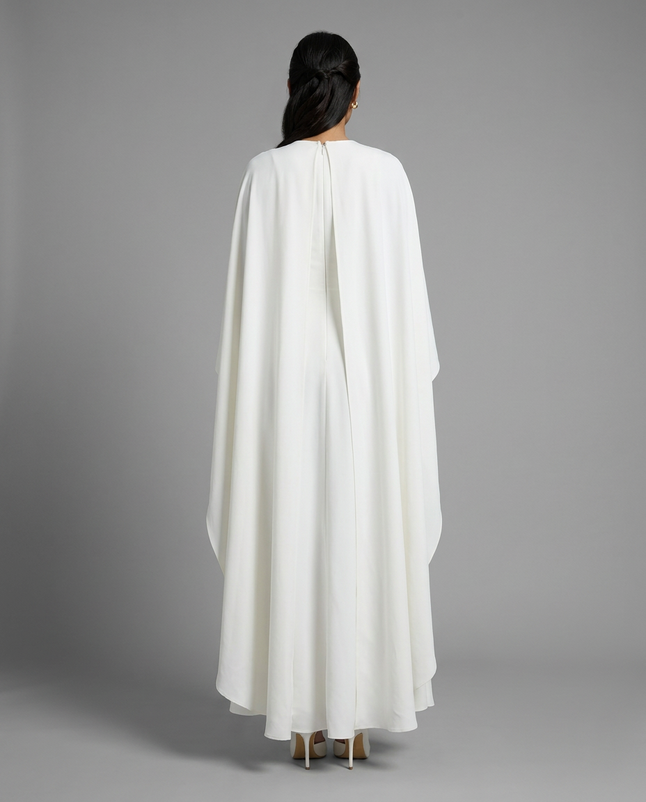 Ivory Cape Bridal Maxi Dress