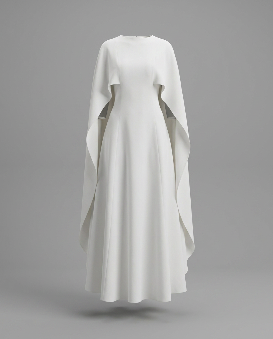 Ivory Cape Bridal Maxi Dress