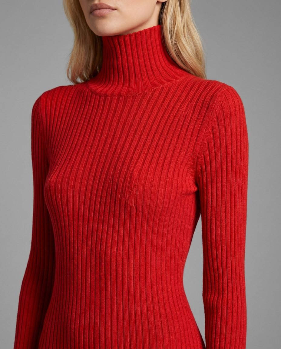 Roll Neck Pleated Midi Jumper Knitted Dress