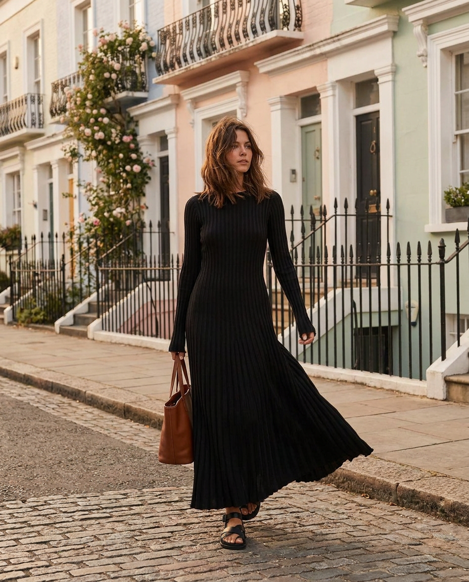Wide Rib Maxi Knitted Dress