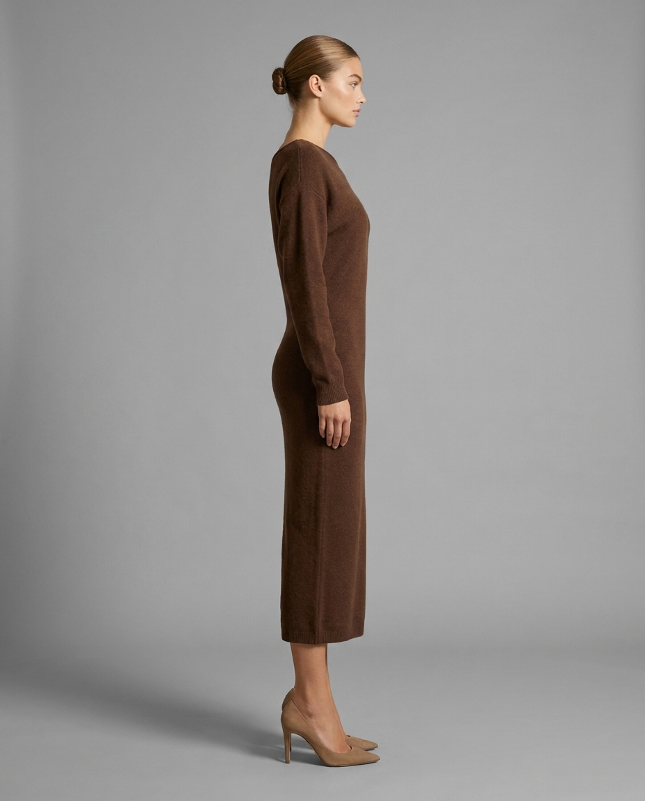 One-Shoulder Midi Jumper Knitted Dress