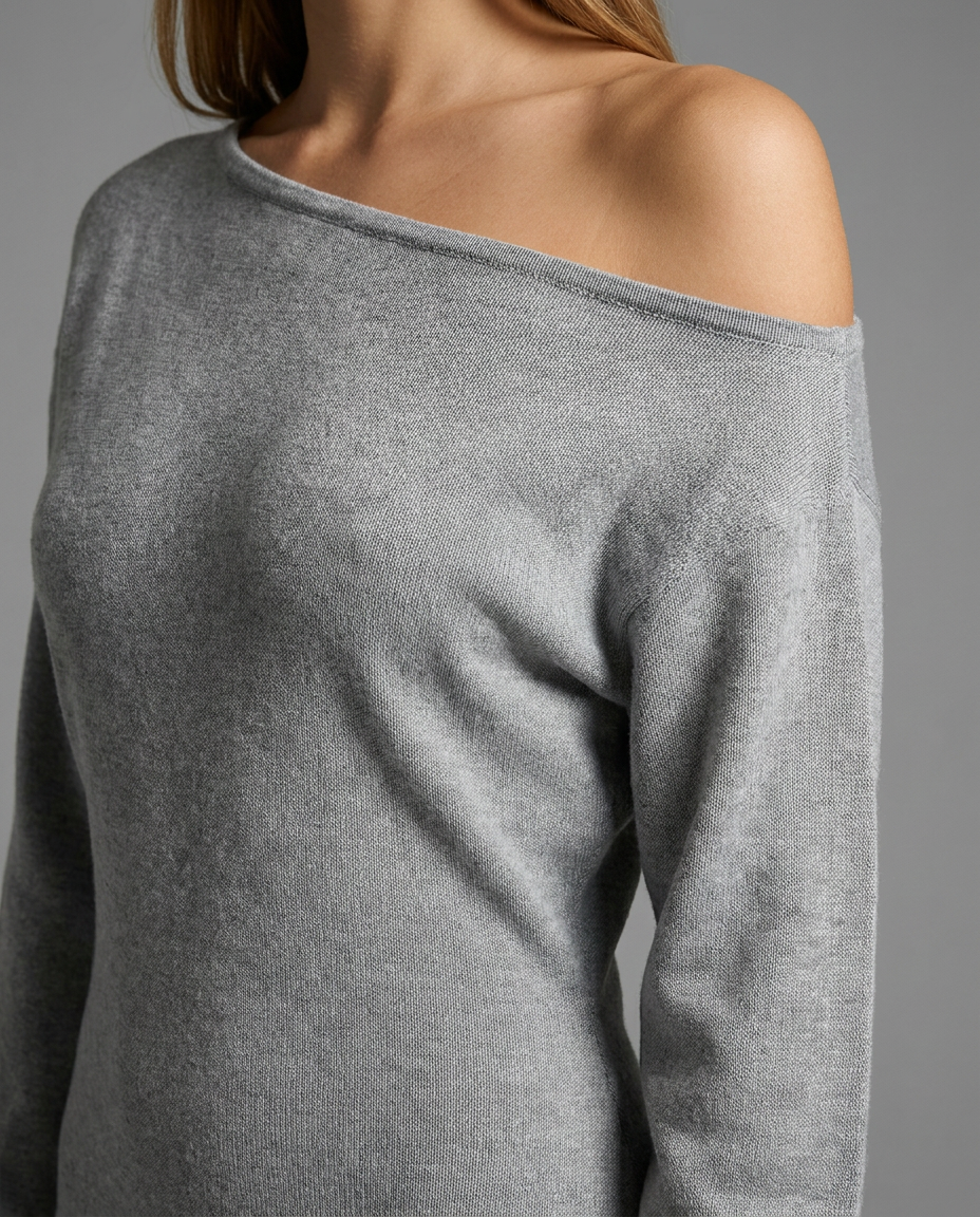 One-Shoulder Midi Jumper Knitted Dress