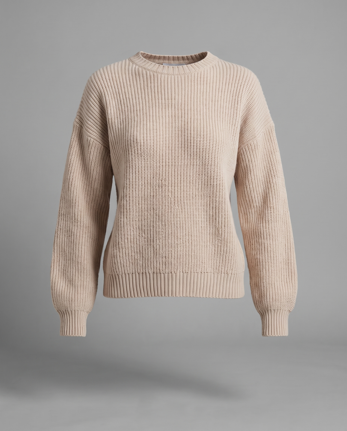 Beige Chunky Ribbed Knit Jumper With Dropped Shoulders, image 5