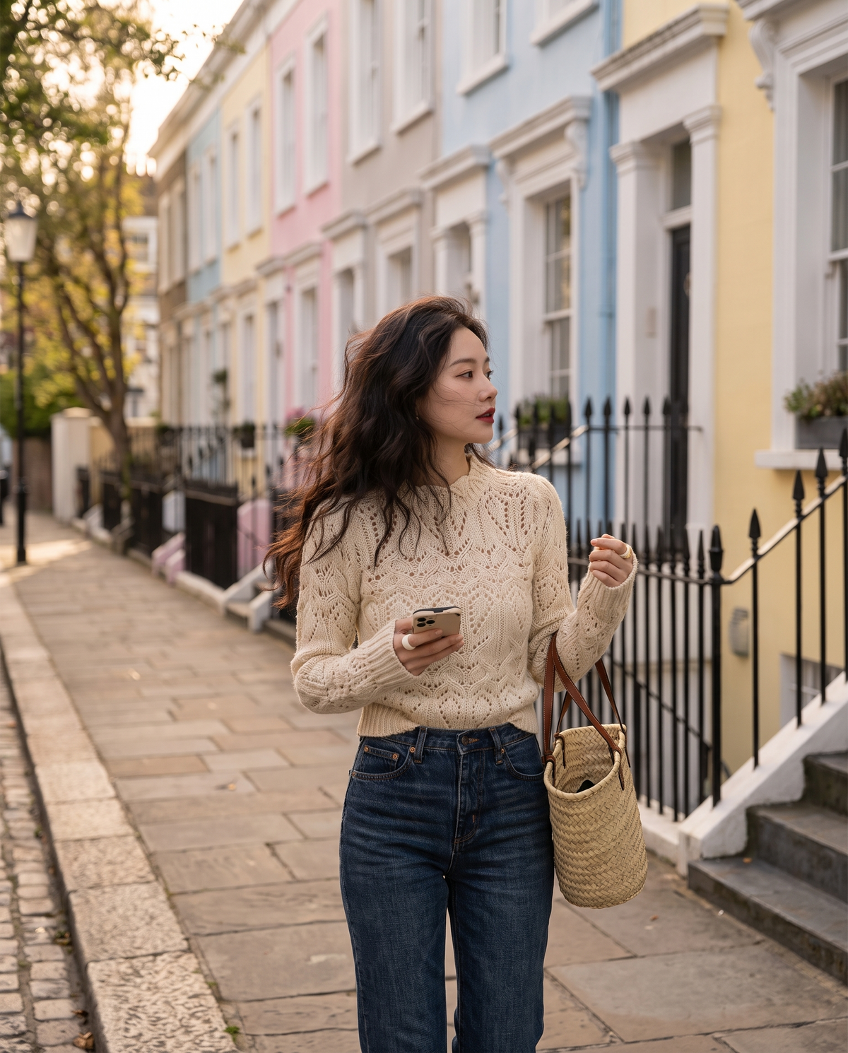 White Pointelle Knit Jumper With Round Neck, image 6