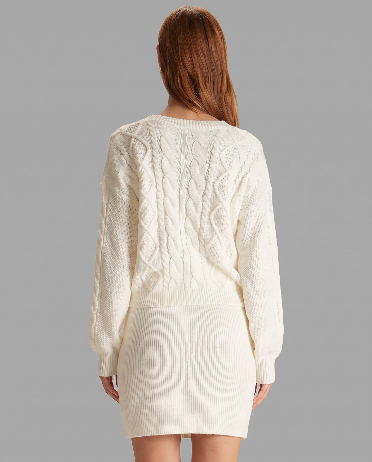 Beige Cable Knit Jumper With Dropped Shoulders, image 3